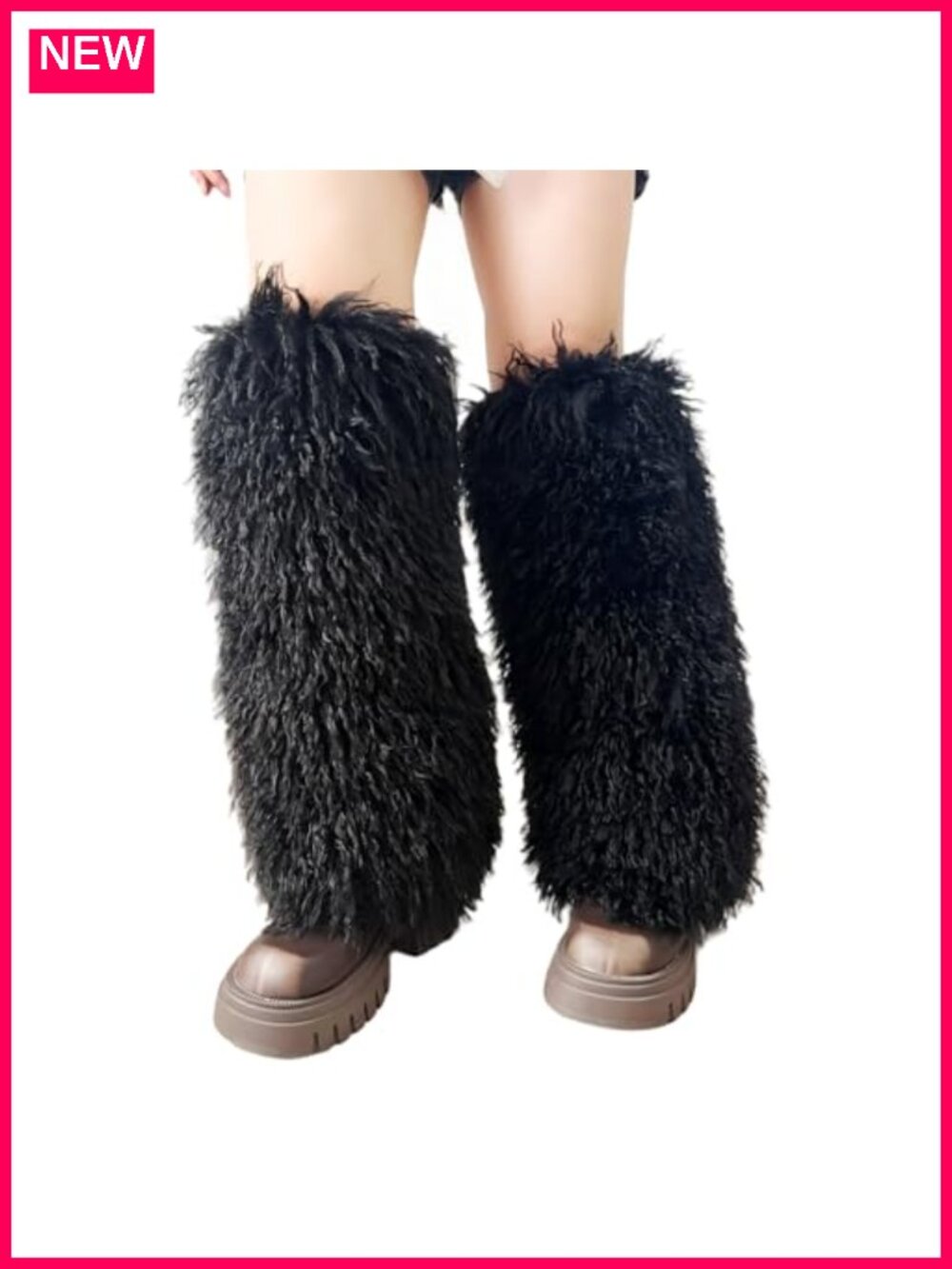 Mongolian Faux Fur Knee High Leg Warmers Fluffy Shag Mambo Boot Covers